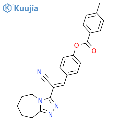 4-(1E)-2-cyano-2-{5H,6H,7H,8H,9H-1,2,4triazolo4,3-aazepin-3-yl}eth-1-en-1-ylphenyl 4-methylbenzoate structure