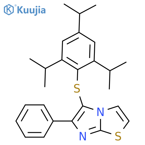 6-phenyl-5-{[2,4,6-tris(propan-2-yl)phenyl]sulfanyl}imidazo[2,1-b][1,3]thiazole structure