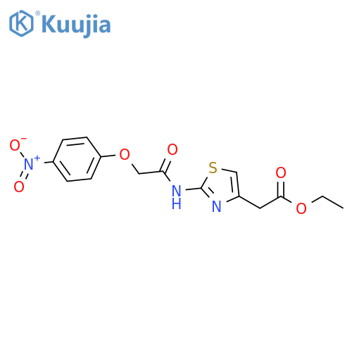ethyl 2-{2-[2-(4-nitrophenoxy)acetamido]-1,3-thiazol-4-yl}acetate structure