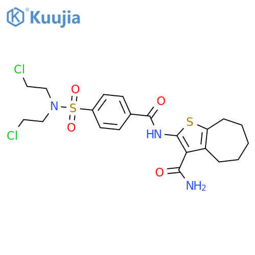 2-{4-bis(2-chloroethyl)sulfamoylbenzamido}-4H,5H,6H,7H,8H-cycloheptabthiophene-3-carboxamide structure