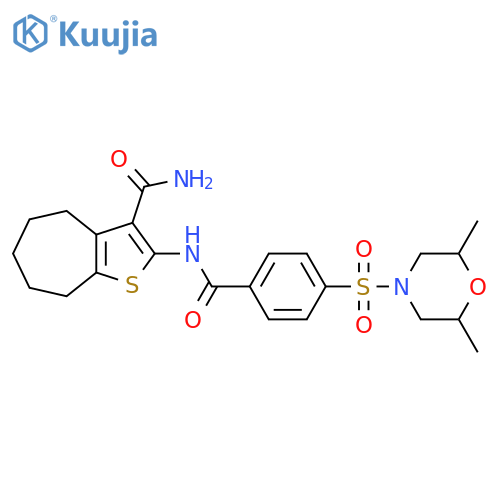 2-{4-(2,6-dimethylmorpholin-4-yl)sulfonylbenzamido}-4H,5H,6H,7H,8H-cycloheptabthiophene-3-carboxamide structure
