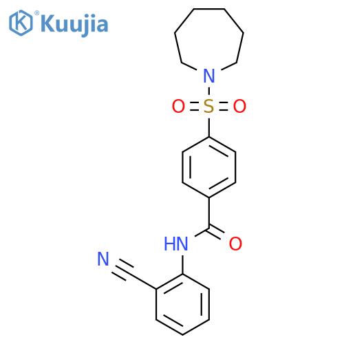 4-(azepane-1-sulfonyl)-N-(2-cyanophenyl)benzamide structure