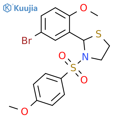2-(5-bromo-2-methoxyphenyl)-3-(4-methoxybenzenesulfonyl)-1,3-thiazolidine structure