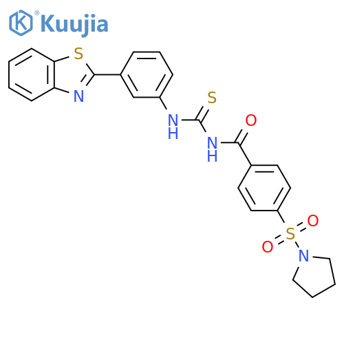 1-3-(1,3-benzothiazol-2-yl)phenyl-3-4-(pyrrolidine-1-sulfonyl)benzoylthiourea structure