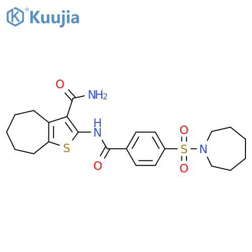 2-4-(azepane-1-sulfonyl)benzamido-4H,5H,6H,7H,8H-cycloheptabthiophene-3-carboxamide structure