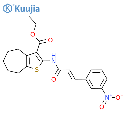 ethyl 2-(2E)-3-(3-nitrophenyl)prop-2-enamido-4H,5H,6H,7H,8H-cycloheptabthiophene-3-carboxylate structure