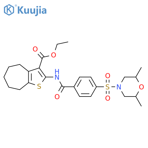 ethyl 2-{4-[(2,6-dimethylmorpholin-4-yl)sulfonyl]benzamido}-4H,5H,6H,7H,8H-cyclohepta[b]thiophene-3-carboxylate structure