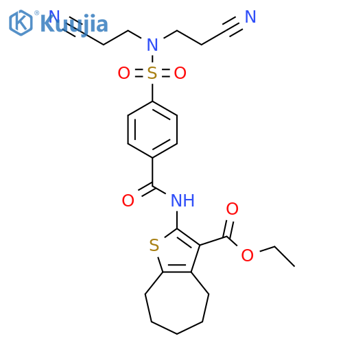 ethyl 2-{4-[bis(2-cyanoethyl)sulfamoyl]benzamido}-4H,5H,6H,7H,8H-cyclohepta[b]thiophene-3-carboxylate structure