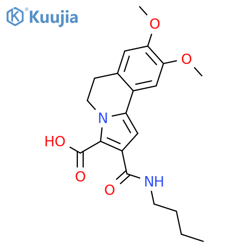 2-(butylcarbamoyl)-8,9-dimethoxy-5,6-dihydropyrrolo[2,1-a]isoquinoline-3-carboxylic acid structure
