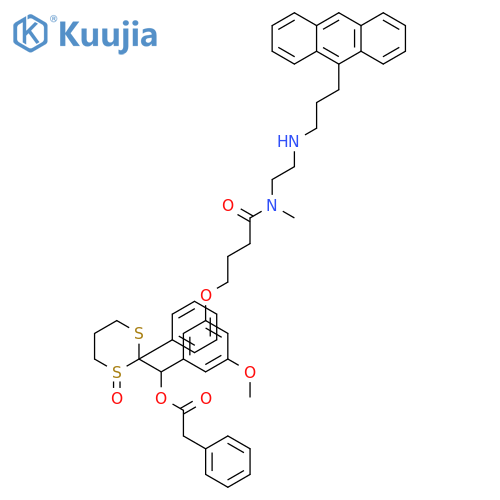 Benzeneacetic acid, [3-[4-[[2-[[3-(9-anthracenyl)propyl]amino]ethyl]methylamino]-4-oxobutoxy]-5-methoxyphenyl](1-oxido-2-phenyl-1,3-dithian-2-yl)methyl ester structure