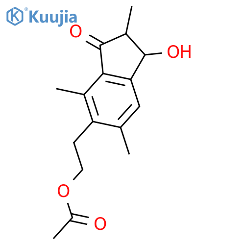 1H-Inden-1-one,6-[2-(acetyloxy)ethyl]-2,3-dihydro-3-hydroxy-2,5,7-trimethyl-, (2S-trans)-(9CI) structure