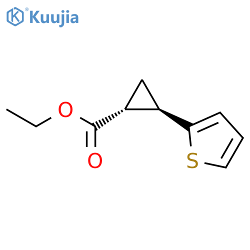 Cyclopropanecarboxylic acid, 2-(2-thienyl)-, ethyl ester, trans- structure