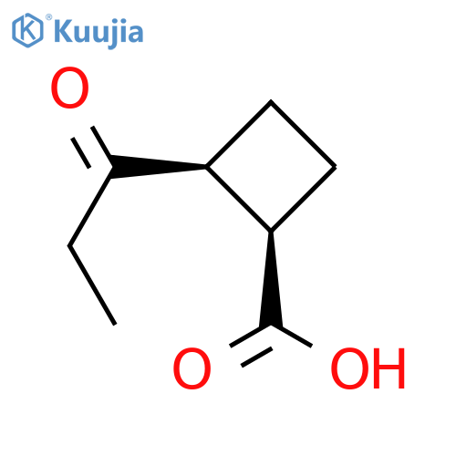 Cyclobutanecarboxylicacid, 2-(1-oxopropyl)-, (1R,2S)-rel- structure