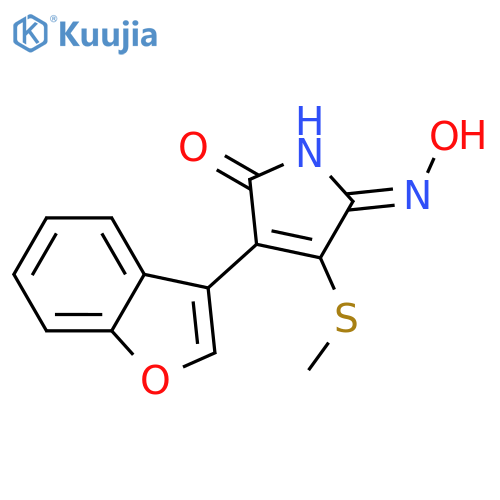 1H-Pyrrole-2,5-dione, 3-(3-benzofuranyl)-4-(methylthio)-, 5-oxime structure
