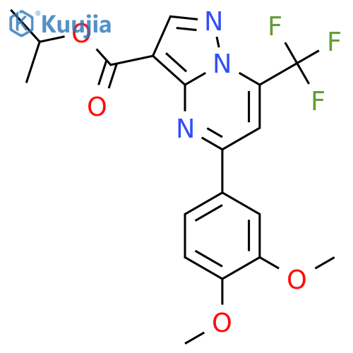 <br>isopropyl 5-(3,4-dimethoxyphenyl)-7-(trifluoromethyl)pyrazolo[1,5-a]pyrimid ine-3-carboxylate structure