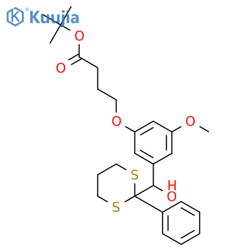 Butanoic acid, 4-[3-[hydroxy(2-phenyl-1,3-dithian-2-yl)methyl]-5-methoxyphenoxy]-, 1,1-dimethylethyl ester structure