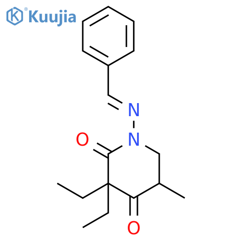 3,3-diethyl-5-methyl-1-{[(E)-phenylmethylidene]amino}piperidine-2,4-dione structure