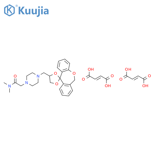 N,N-dimethyl-2-[4-(6H-spiro[dibenzo[b,e]oxepine-11,2'-[1,3]dioxolan]-4'-ylmethyl)piperazin-1-yl]acetamide di[(2E)-but-2-enedioate] structure