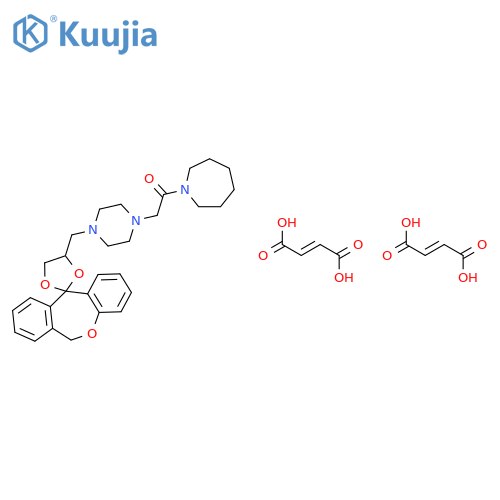 1-{[4-(6H-spiro[dibenzo[b,e]oxepine-11,2'-[1,3]dioxolan]-4'-ylmethyl)piperazin-1-yl]acetyl}azepane di[(2E)-but-2-enedioate] structure