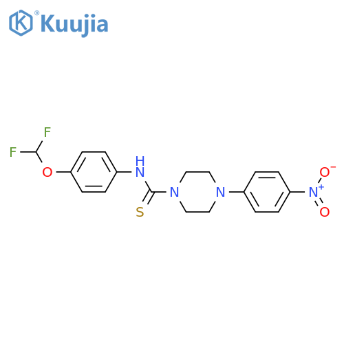N-4-(difluoromethoxy)phenyl-4-(4-nitrophenyl)piperazine-1-carbothioamide structure
