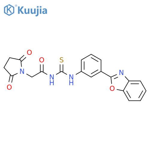 1-3-(1,3-benzoxazol-2-yl)phenyl-3-2-(2,5-dioxopyrrolidin-1-yl)acetylthiourea structure