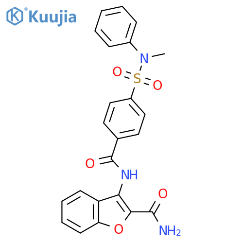 3-{4-methyl(phenyl)sulfamoylbenzamido}-1-benzofuran-2-carboxamide structure