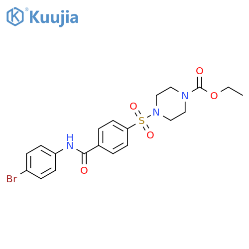 ethyl 4-{4-(4-bromophenyl)carbamoylbenzenesulfonyl}piperazine-1-carboxylate structure