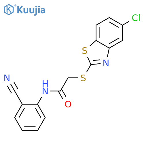 2-((5-chlorobenzo[d]thiazol-2-yl)thio)-N-(2-cyanophenyl)acetamide structure