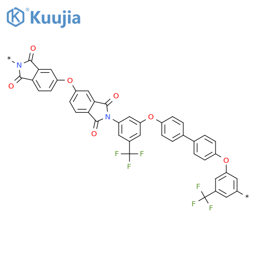 Poly[(1,3-dihydro-1,3-dioxo-2H-isoindole-2,5-diyl)oxy(1,3-dihydro-1,3-dioxo-2H-isoindole-5,2-diyl)[5-(trifluoromethyl)-1,3-phenylene]oxy[1,1'-biphenyl]-4,4'-diyloxy[5-(trifluoromethyl)-1,3-phenylene]] structure