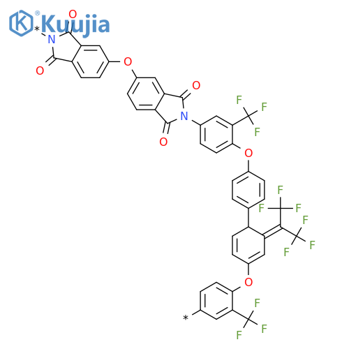 Poly[(1,3-dihydro-1,3-dioxo-2H-isoindole-2,5-diyl)oxy(1,3-dihydro-1,3-dioxo-2H-isoindole-5,2-diyl)[3-(trifluoromethyl)-1,4-phenylene]oxy-1,4-phenylene[2,2,2-trifluoro-1-(trifluoromethyl)ethylidene]-1,4-phenyleneoxy[2-(trifluoromethyl)-1,4-phenylene]] structure