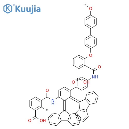 POLY[OXY-1,4-PHENYLENE-9H-FLUOREN-9-YLIDENE-1,4-PHENYLENEOXY(CARBOXYPHENYLENE)CARBONYLIMINO-1,4-PHENYLENE-9H-FLUOREN-9-YLIDENE-1,4-PHENYLENEIMINOCARBONYL(CARBOXYPHENYLENE)] structure