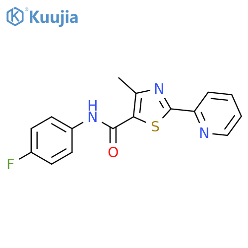 N-(4-fluorophenyl)-4-methyl-2-(pyridin-2-yl)-1,3-thiazole-5-carboxamide structure