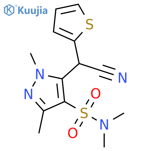 5-[cyano(thiophen-2-yl)methyl]-N,N,1,3-tetramethyl-1H-pyrazole-4-sulfonamide structure