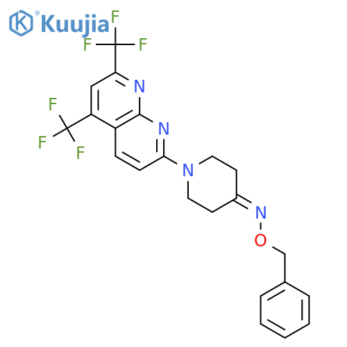 4-Piperidinone,1-[5,7-bis(trifluoromethyl)-1,8-naphthyridin-2-yl]-, O-(phenylmethyl)oxime structure