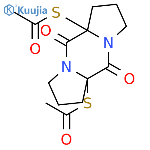S,S'-(5,10-dioxotetrahydro-1H,5H-dipyrrolo[1,2-a:1',2'-d]pyrazine-5a,10a(6H,10H)-diyl) diethanethioate structure