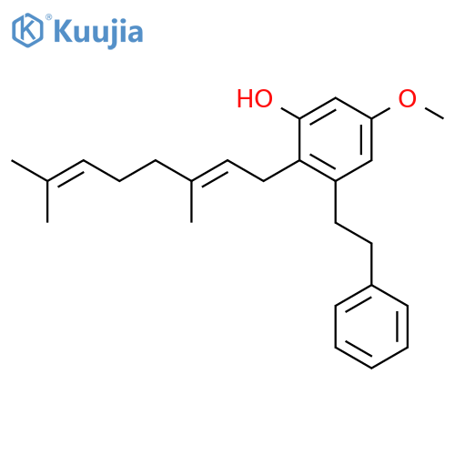 Phenol, 2-(3,7-dimethyl-2,6-octadienyl)-5-methoxy-3-(2-phenylethyl)- structure