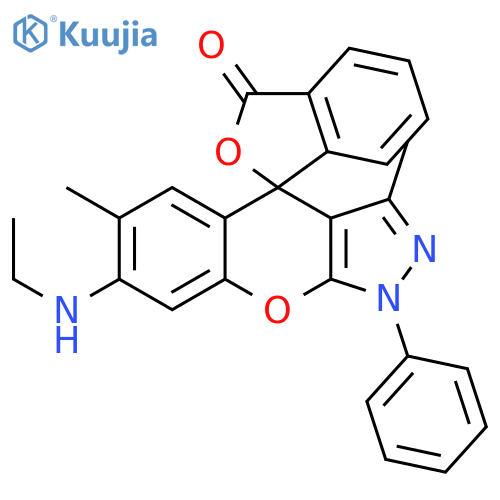 SPIRO[[1]BENZOPYRANO[2,3-C]PYRAZOLE-4(1H),1'(3'H)-ISOBENZOFURAN]-3'-ONE, 7-(ETHYLAMINO)-3,6-DIMETHYL-1-PHENYL- structure