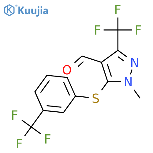 1-Methyl-3-(trifluoromethyl)-5-{3-(trifluoromethyl)phenylsulfanyl}-1H-pyrazole-4-carbaldehyde structure