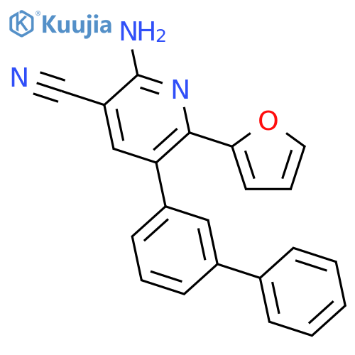 3-PYRIDINECARBONITRILE, 2-AMINO-5-[1,1'-BIPHENYL]-3-YL-6-(2-FURANYL)- structure