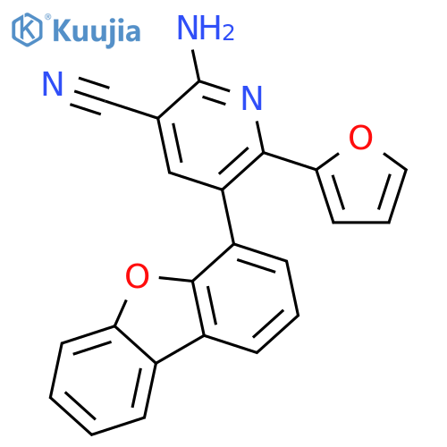 3-Pyridinecarbonitrile, 2-amino-5-(4-dibenzofuranyl)-6-(2-furanyl)- structure