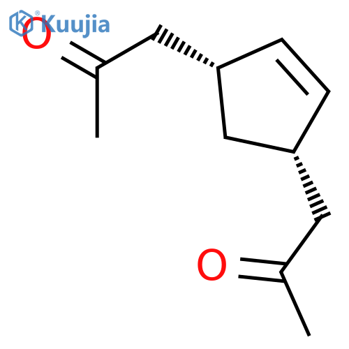 2-Propanone, 1,1'-(1R,4S)-2-cyclopentene-1,4-diylbis-, rel- structure