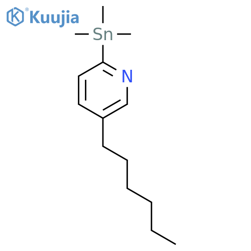 Pyridine, 5-hexyl-2-(trimethylstannyl)- structure