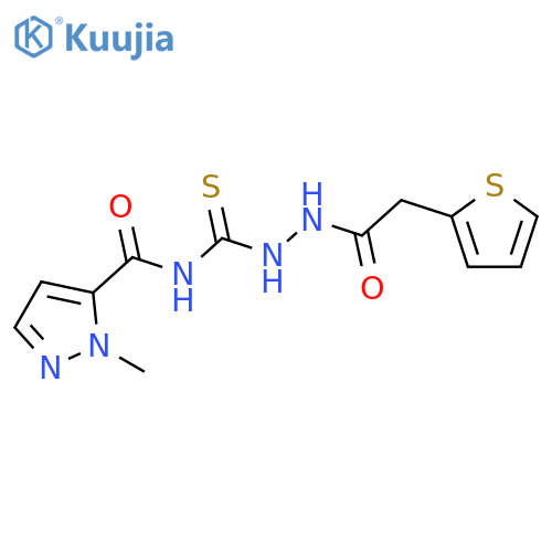 <br>1-methyl-N-{[2-(2-thienylacetyl)hydrazino]carbothioyl}-1H-pyrazole-5-carbox amide structure
