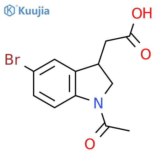 2-(1-acetyl-5-bromo-2,3-dihydro-1H-indol-3-yl)acetic acid structure