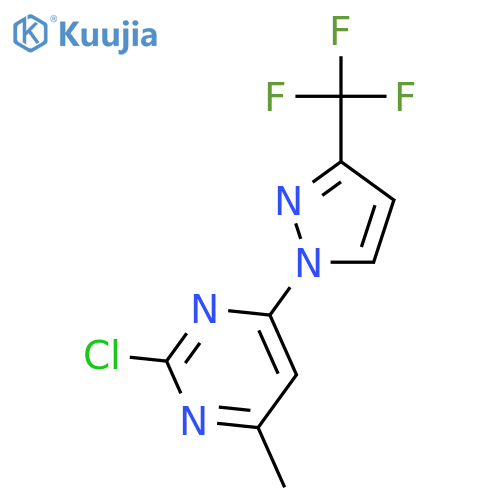 Pyrimidine, 2-chloro-4-methyl-6-[3-(trifluoromethyl)-1H-pyrazol-1-yl]- structure