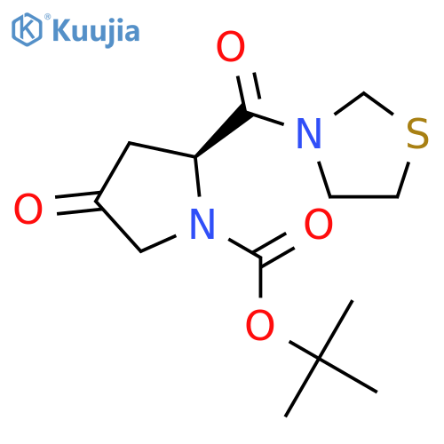 tert-butyl (2S)-4-oxo-2-(1,3-thiazolidine-3-carbonyl)pyrrolidine-1-carboxylate structure