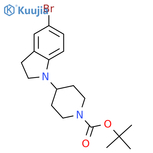 tert-Butyl 4-(5-bromo-2,3-dihydro-1H-indol-1-yl)piperidine-1-carboxylate structure