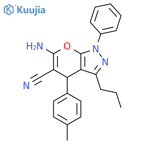 6-amino-4-(4-methylphenyl)-1-phenyl-3-propyl-1H,4H-pyrano2,3-cpyrazole-5-carbonitrile structure