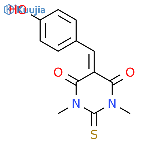 <br>5-(4-hydroxybenzylidene)-1,3-dimethyl-2-thioxodihydro-4,6(1H,5H)-pyrimidine dione structure