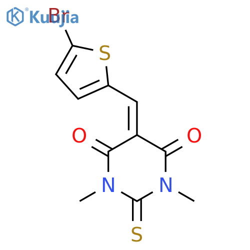 <br>5-[(5-bromo-2-thienyl)methylene]-1,3-dimethyl-2-thioxodihydro-4,6(1H,5H)-py rimidinedione structure